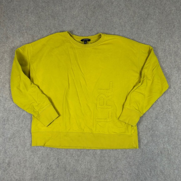 Lauren Ralph Lauren Tops - Lauren Ralph Lauren Sweatshirt Women Large Yellow Embossed Logo Pullover